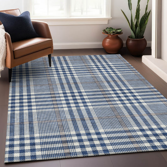 Addison Rugs Chantille ACN1054NA 9 x 12 (ft) Polyester Navy Rectangular Indoor/Outdoor Geometric Machine washable Pet Friendly Area rug