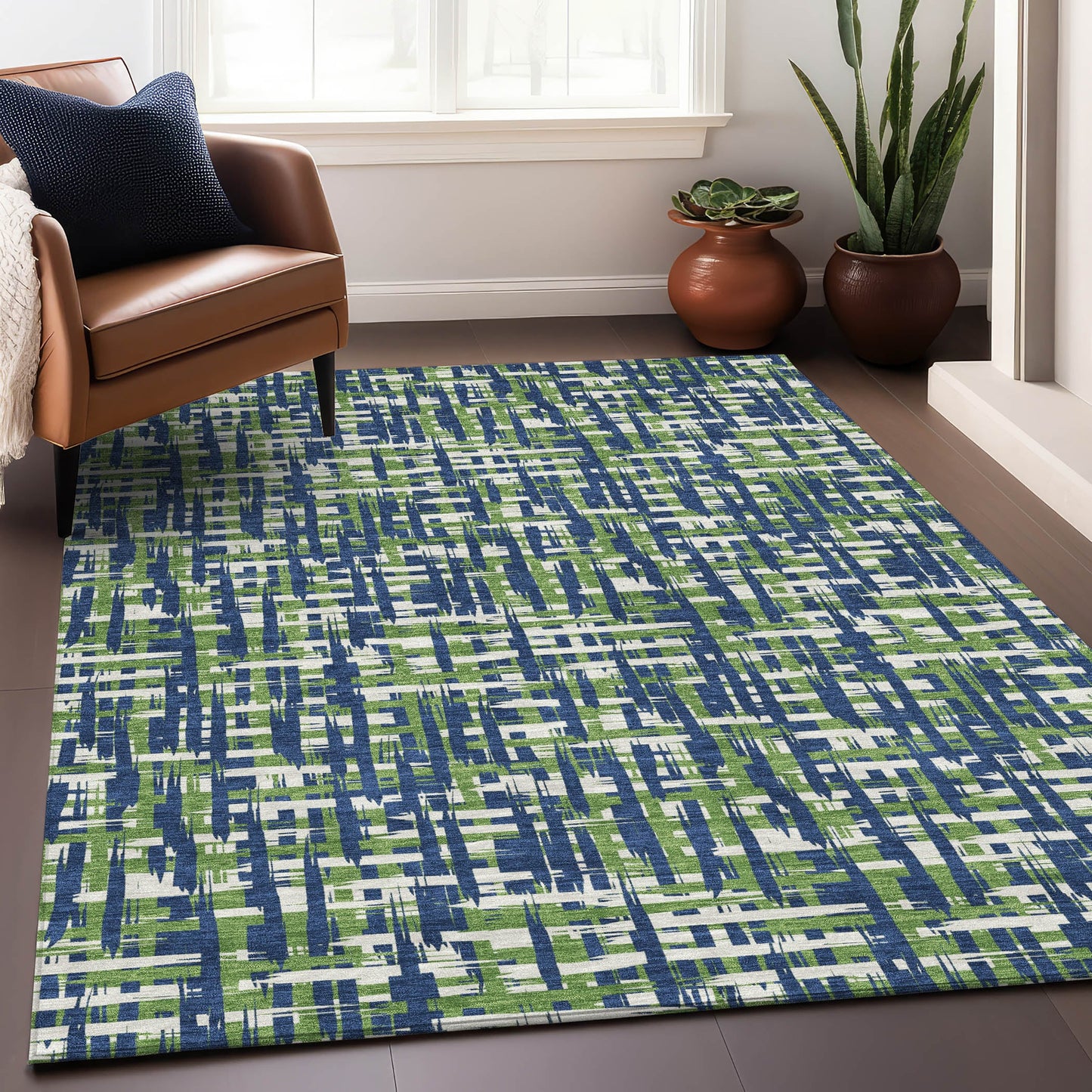 Addison Rugs Chantille ACN1060NA 8 x 10 (ft) Loomed Polyester Navy Rectangular Indoor/Outdoor Machine washable Pet Friendly Area rug