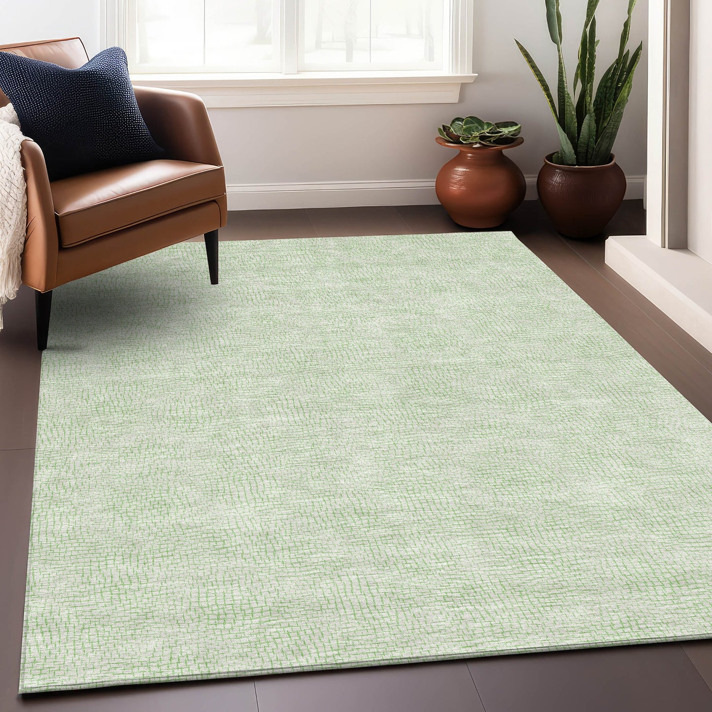 Addison Rugs Chantille ACN1058MZ 9 x 12 (ft) Polyester Mint Rectangular Indoor/Outdoor Geometric Machine washable Pet Friendly Area rug