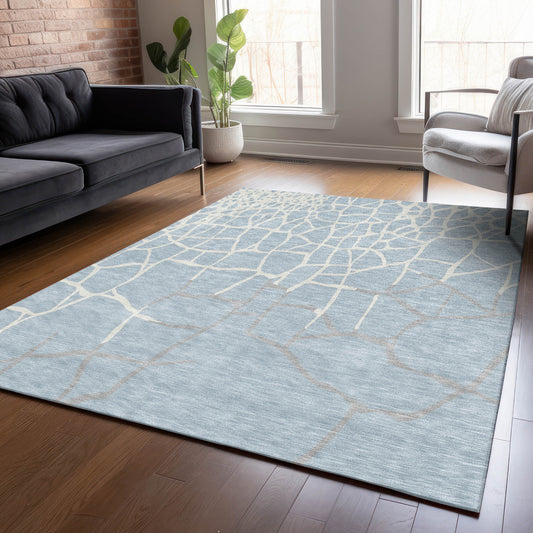 Addison Rugs Chantille ACN1049SK 9 x 12 (ft) Polyester Sky Rectangular Indoor/Outdoor Geometric Machine washable Pet Friendly Area rug