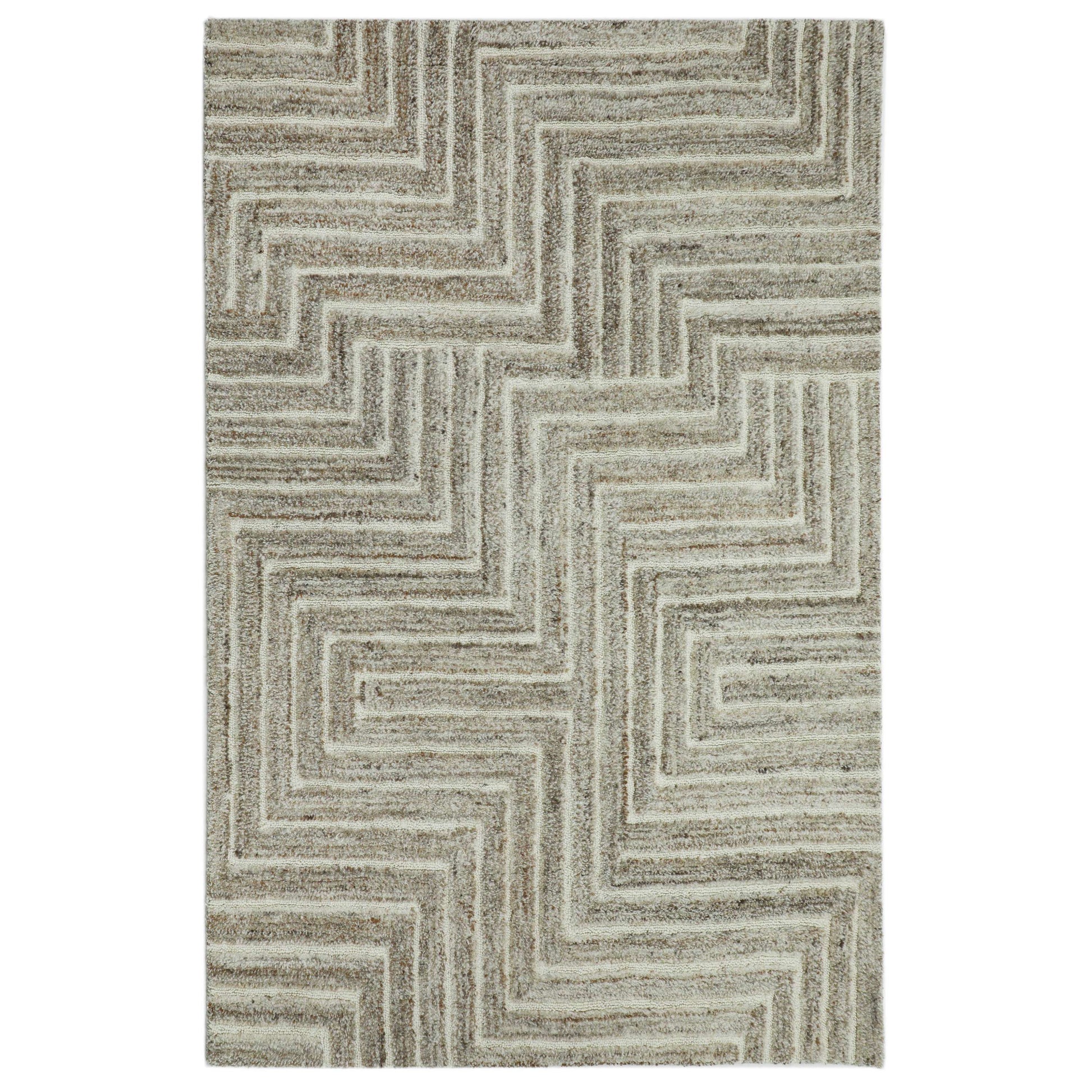 Obeetee Dunes 8 x 10 (ft) Tufted Wool Natural Rectangular Indoor Spot Clean Only Pet Friendly Area rug