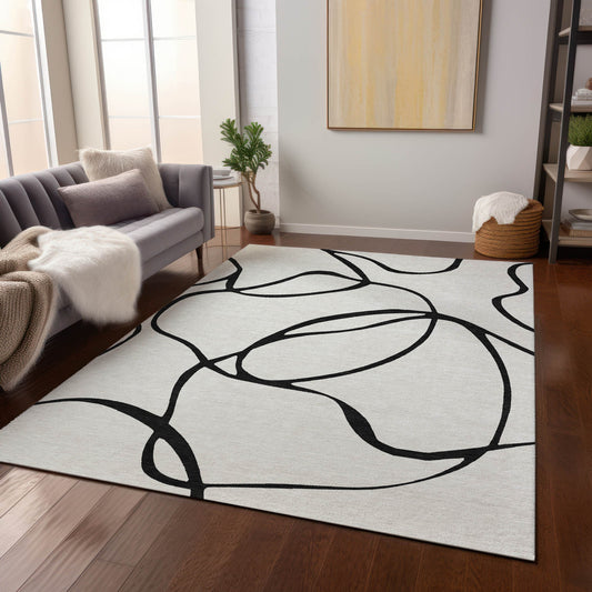 Addison Rugs Chantille ACN999WI 10 x 14 (ft) Polyester White Rectangular Indoor/Outdoor Geometric Pet Friendly Area rug