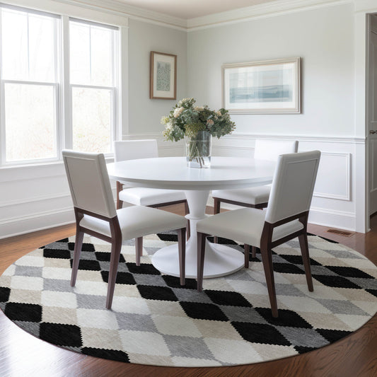 Addison Rugs Chantille ACN1007BK 8 x 8 (ft) Loomed Polyester Black Round Indoor/Outdoor Machine washable Pet Friendly Area rug