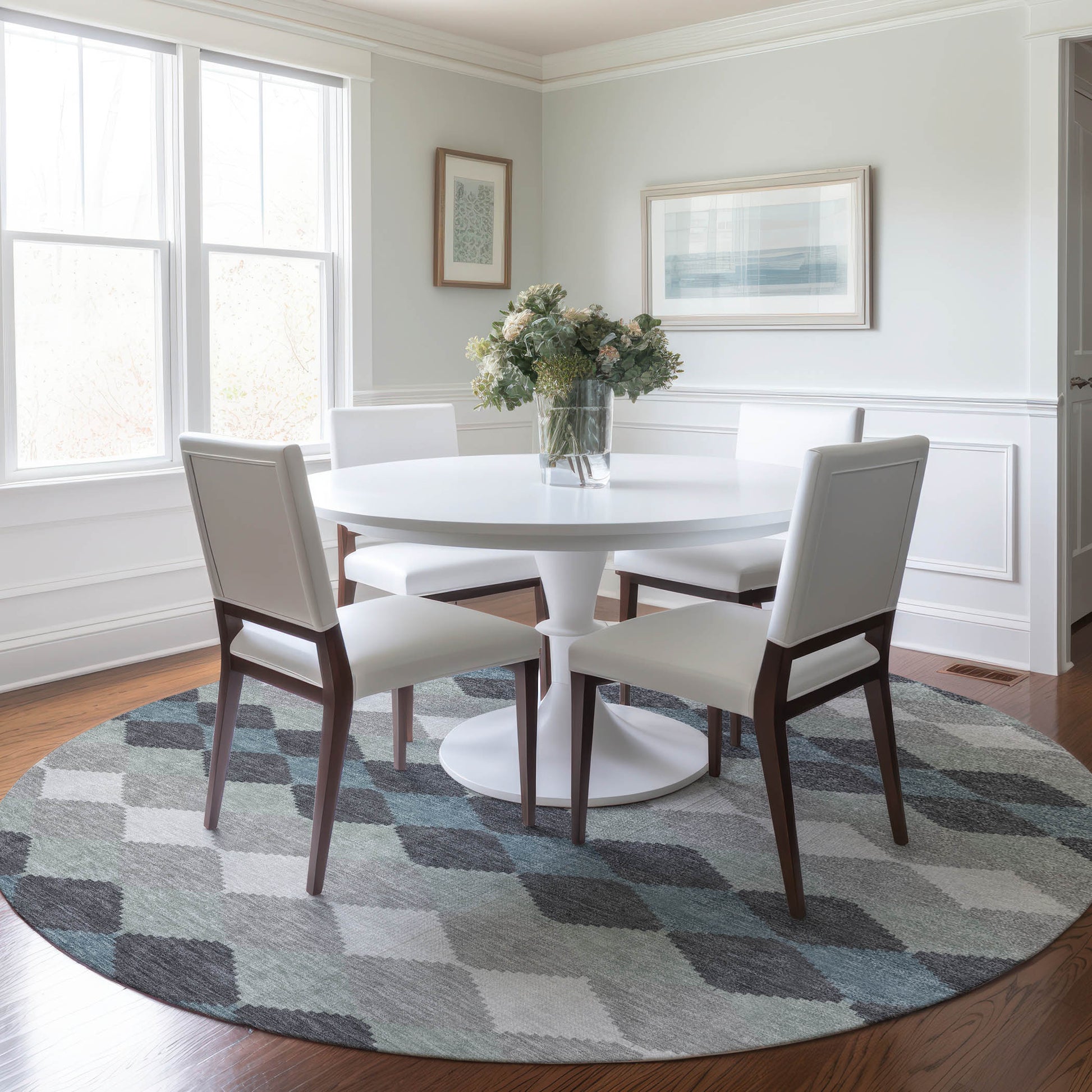 Addison Rugs Chantille ACN1007GY 8 x 8 (ft) Loomed Polyester Gray Round Indoor/Outdoor Machine washable Pet Friendly Area rug