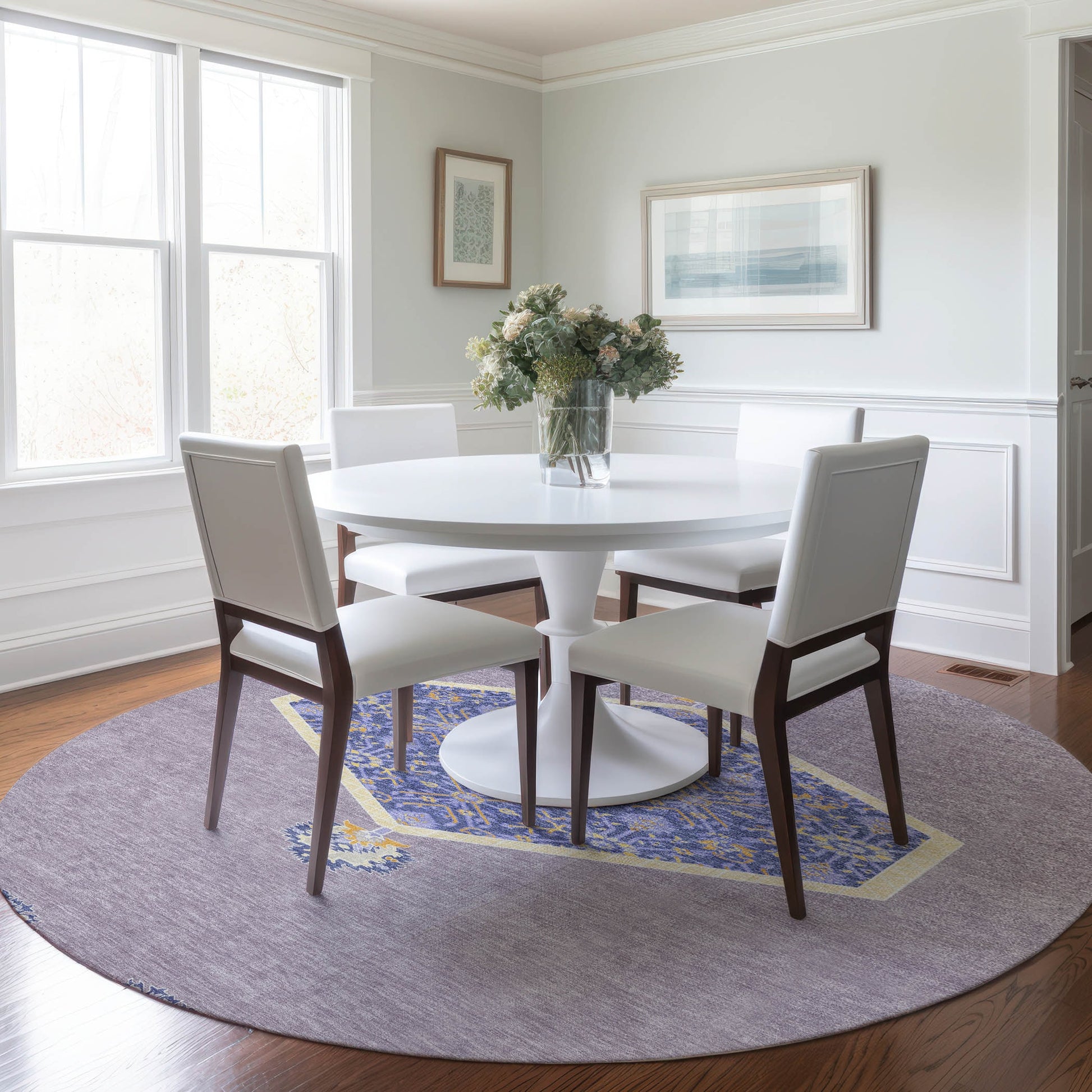 Addison Rugs Chantille ACN1011LV 8 x 8 (ft) Loomed Polyester Lavender Round Indoor/Outdoor Machine washable Pet Friendly Area rug