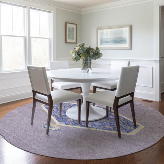 Addison Rugs Chantille ACN1011LV 8 x 8 (ft) Loomed Polyester Lavender Round Indoor/Outdoor Machine washable Pet Friendly Area rug