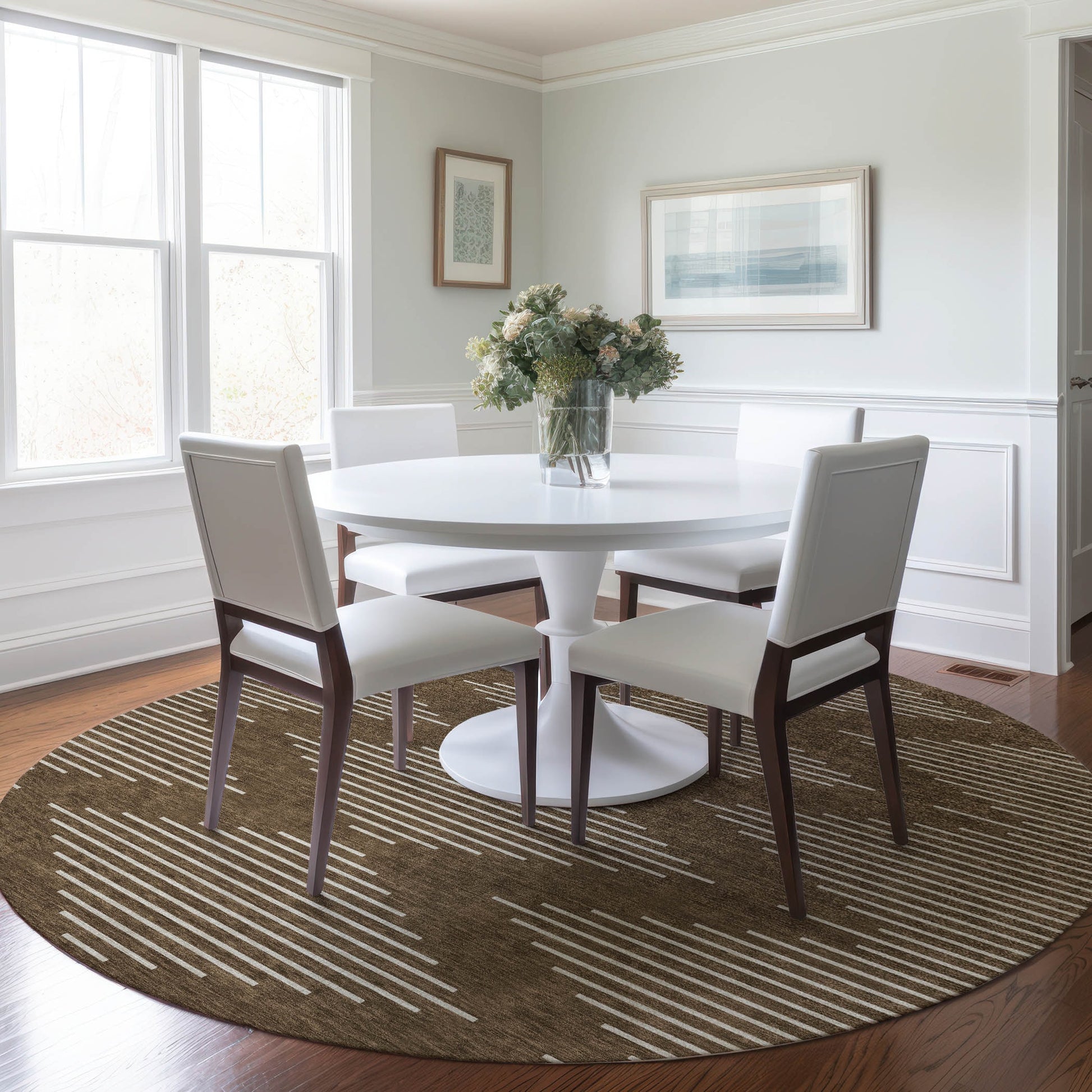 Addison Rugs Chantille ACN1016BR 8 x 8 (ft) Loomed Polyester Brown Round Indoor/Outdoor Machine washable Pet Friendly Area rug