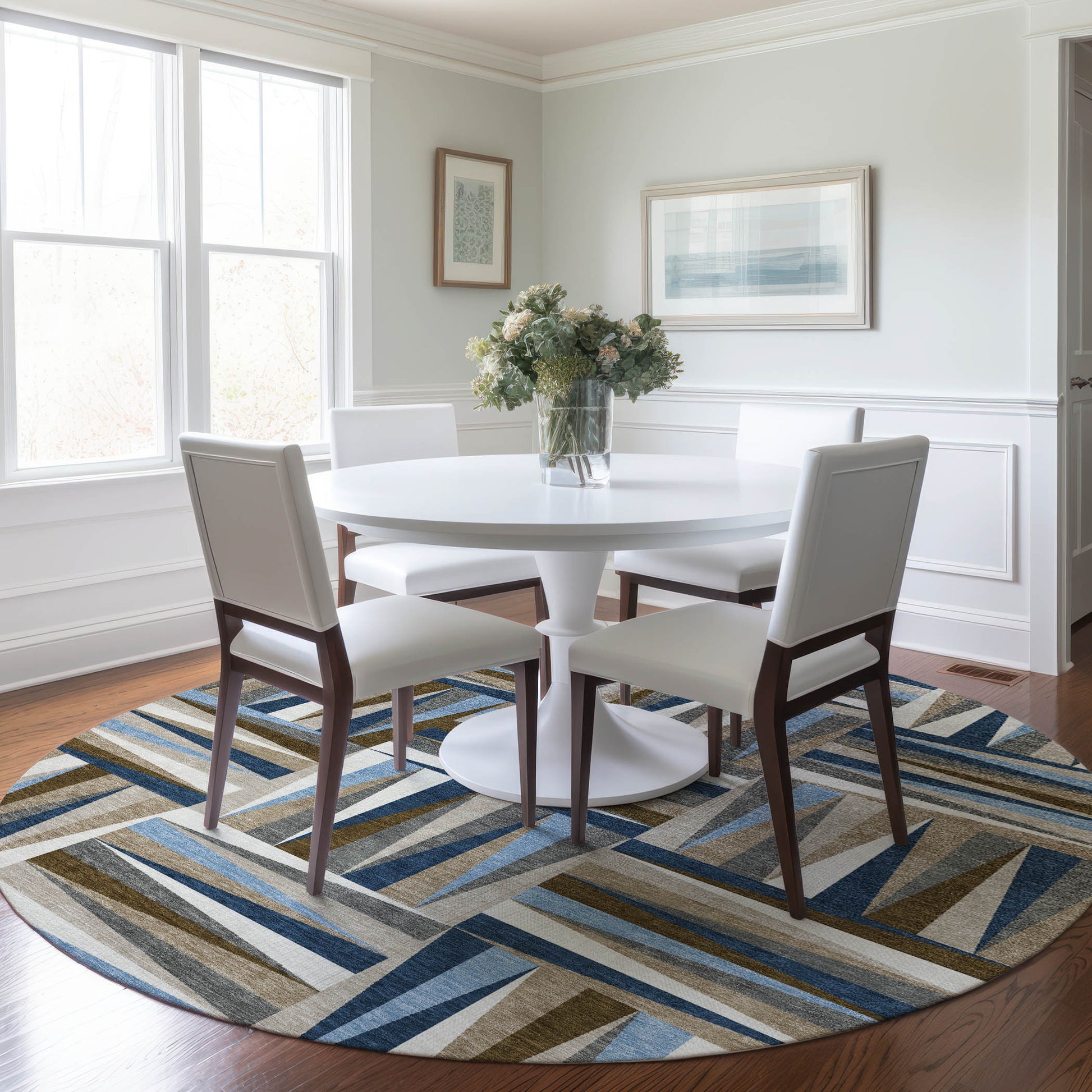 Addison Rugs Chantille ACN1012NA 8 x 8 (ft) Loomed Polyester Navy Round Indoor/Outdoor Machine washable Pet Friendly Area rug