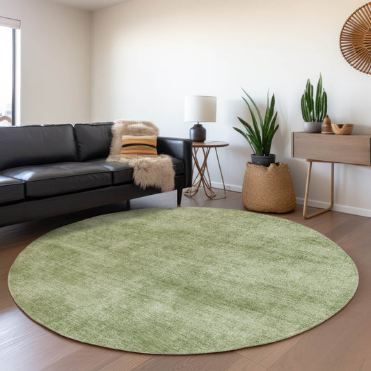 Addison Rugs Chantille ACN1018GE 8 x 8 (ft) Loomed Polyester Green Round Indoor/Outdoor Machine washable Pet Friendly Area rug