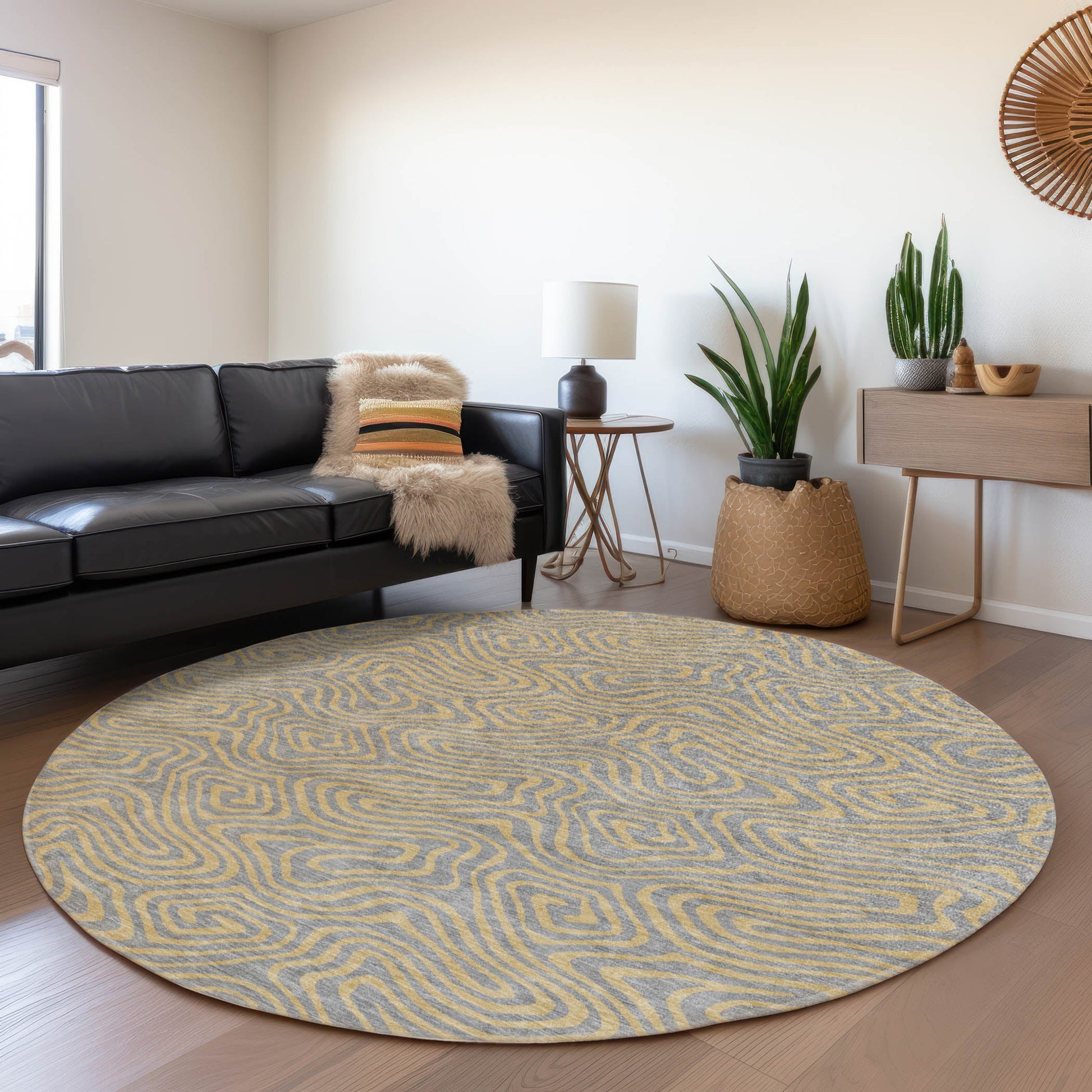 Addison Rugs Chantille ACN1031GY 8 x 8 (ft) Loomed Polyester Gray Round Indoor/Outdoor Machine washable Pet Friendly Area rug