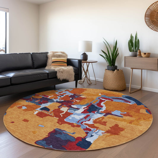 Addison Rugs Chantille ACN1028CP 8 x 8 (ft) Loomed Polyester Copper Round Indoor/Outdoor Machine washable Pet Friendly Area rug