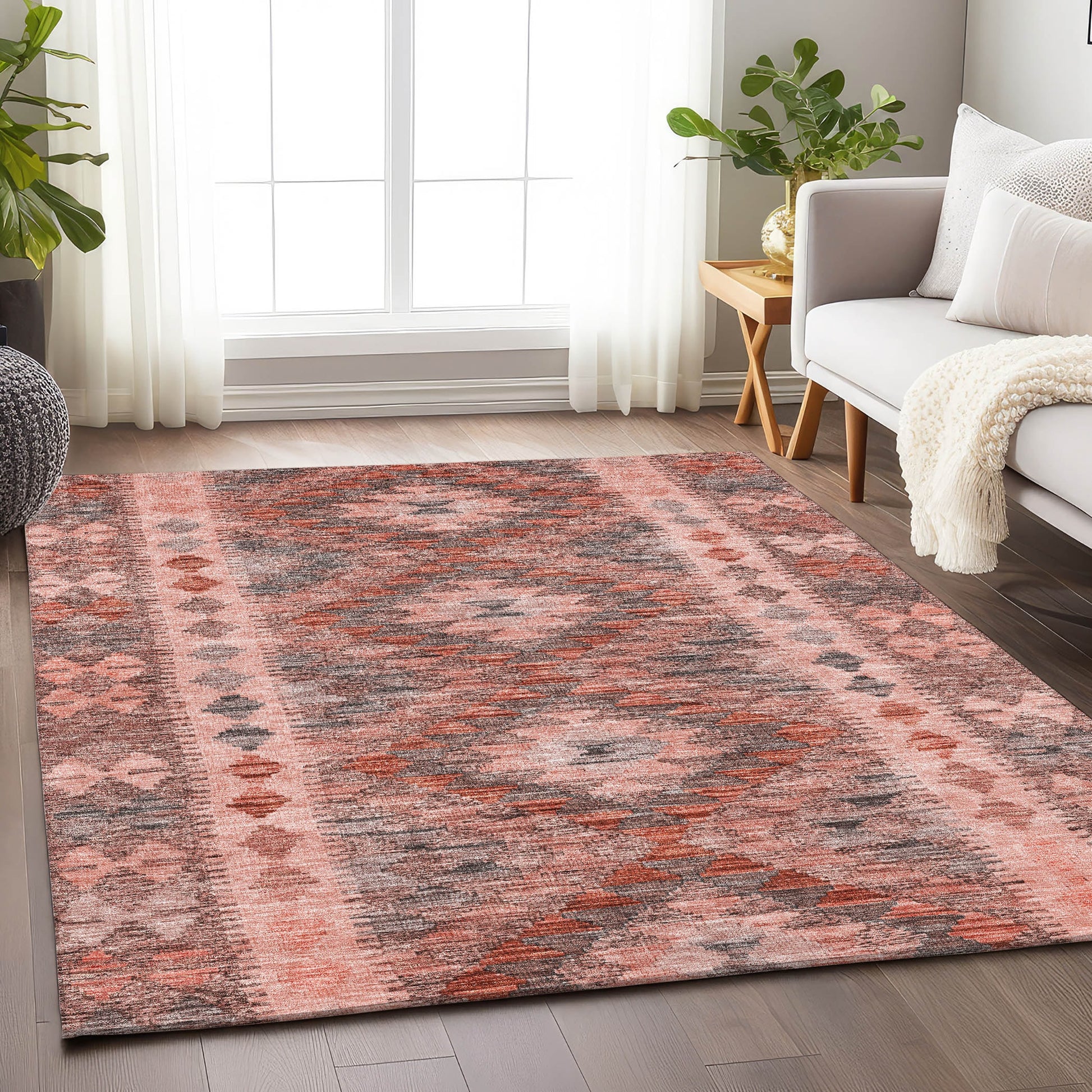Addison Rugs Chantille ACN1226TR 8 x 10 (ft) Polyester Terracotta Rectangular Indoor/Outdoor Geometric Machine washable Pet Friendly Area rug