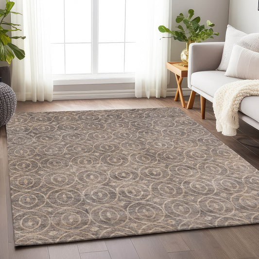 Addison Rugs Chantille ACN1227MO 10 x 14 (ft) Polyester Mocha Rectangular Indoor/Outdoor Geometric Machine washable Pet Friendly Area rug