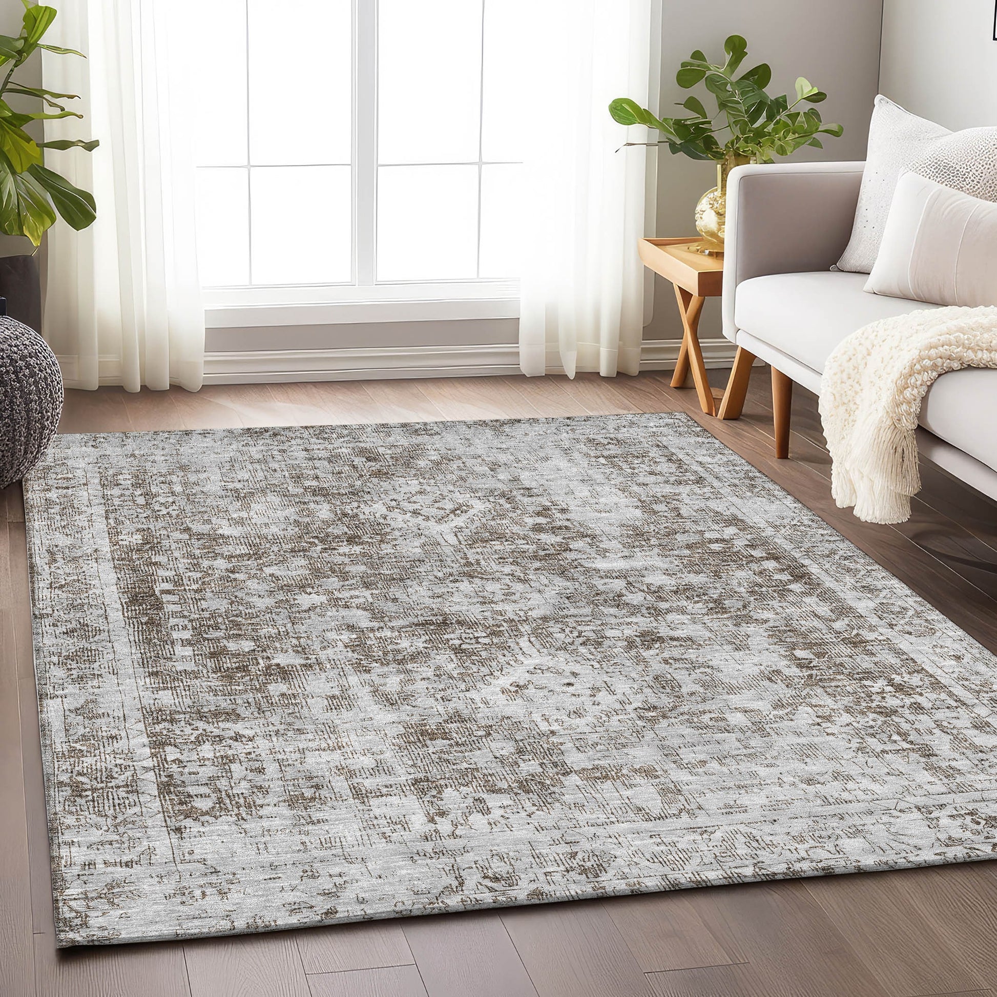 Addison Rugs Chantille ACN1229CH 8 x 10 (ft) Polyester Chocolate Rectangular Indoor/Outdoor Geometric Machine washable Pet Friendly Area rug