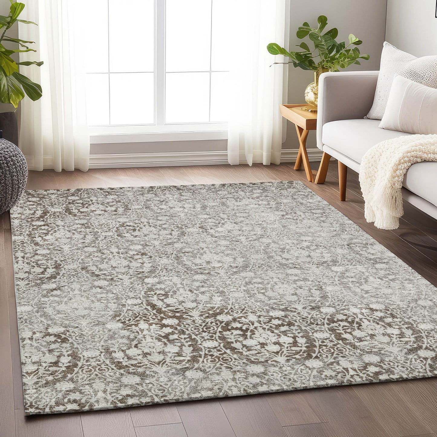 Addison Rugs Chantille ACN1231CH 9 x 12 (ft) Polyester Chocolate Rectangular Indoor/Outdoor Geometric Machine washable Pet Friendly Area rug