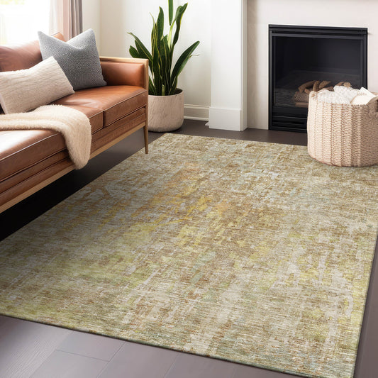Addison Rugs Chantille ACN1237KH 8 x 10 (ft) Polyester Khaki Rectangular Indoor/Outdoor Geometric Machine washable Pet Friendly Area rug