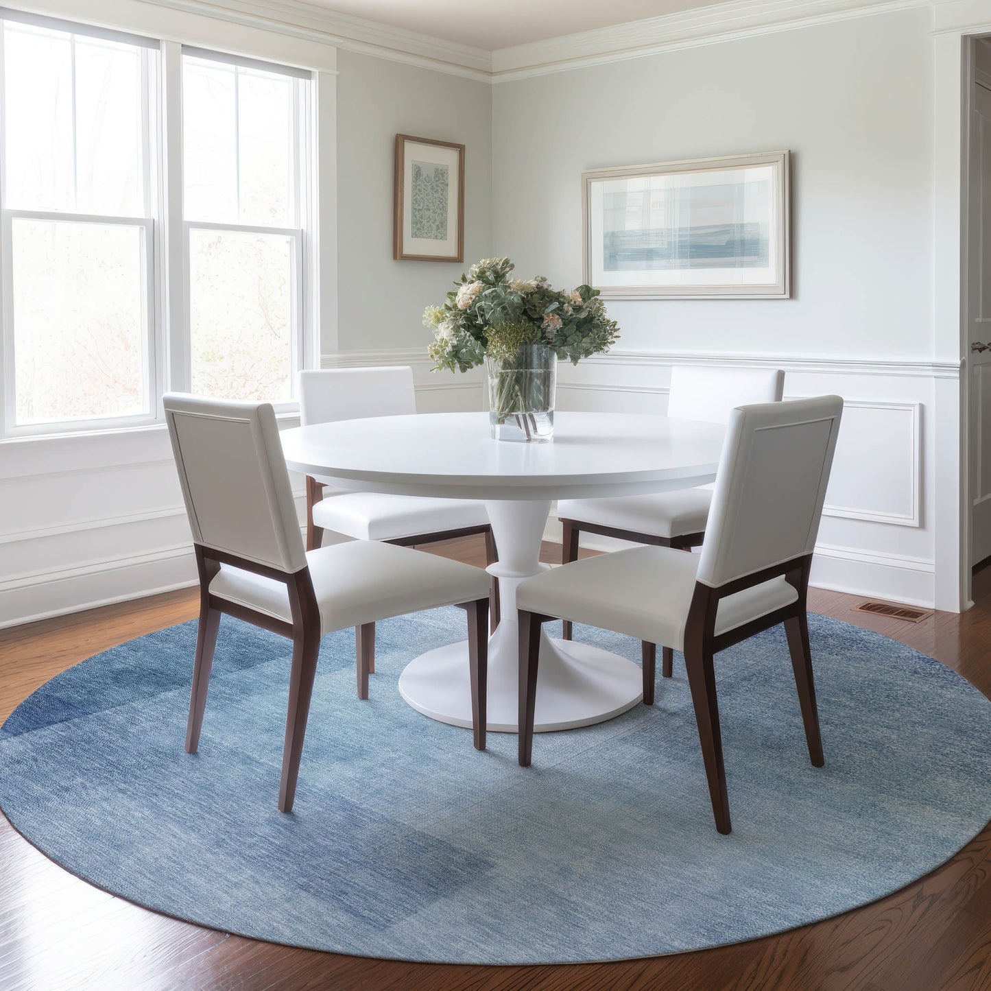 Addison Rugs Chantille ACN1244BU 8 x 8 (ft) Polyester Blue Round Indoor/Outdoor Geometric Machine washable Pet Friendly Area rug