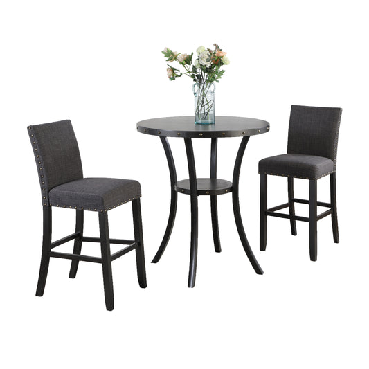 Roundhill Furniture Biony Grey Transitional Dining Room Set with Round Table ( Seats 2 )
