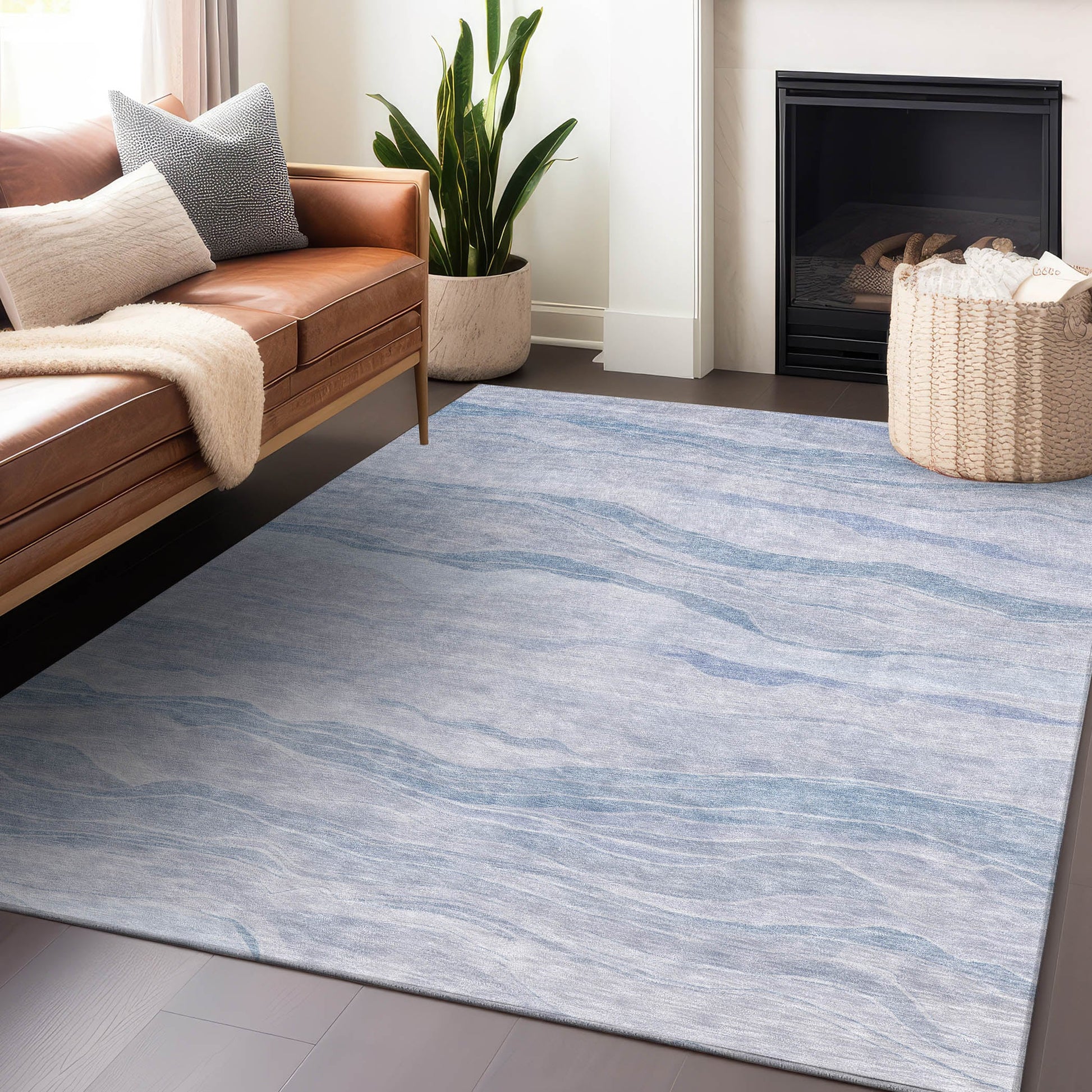 Addison Rugs Chantille ACN1250SK 8 x 10 (ft) Polyester Sky Rectangular Indoor/Outdoor Geometric Machine washable Pet Friendly Area rug