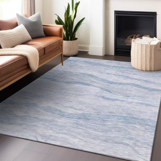 Addison Rugs Chantille ACN1250SK 8 x 10 (ft) Polyester Sky Rectangular Indoor/Outdoor Geometric Machine washable Pet Friendly Area rug