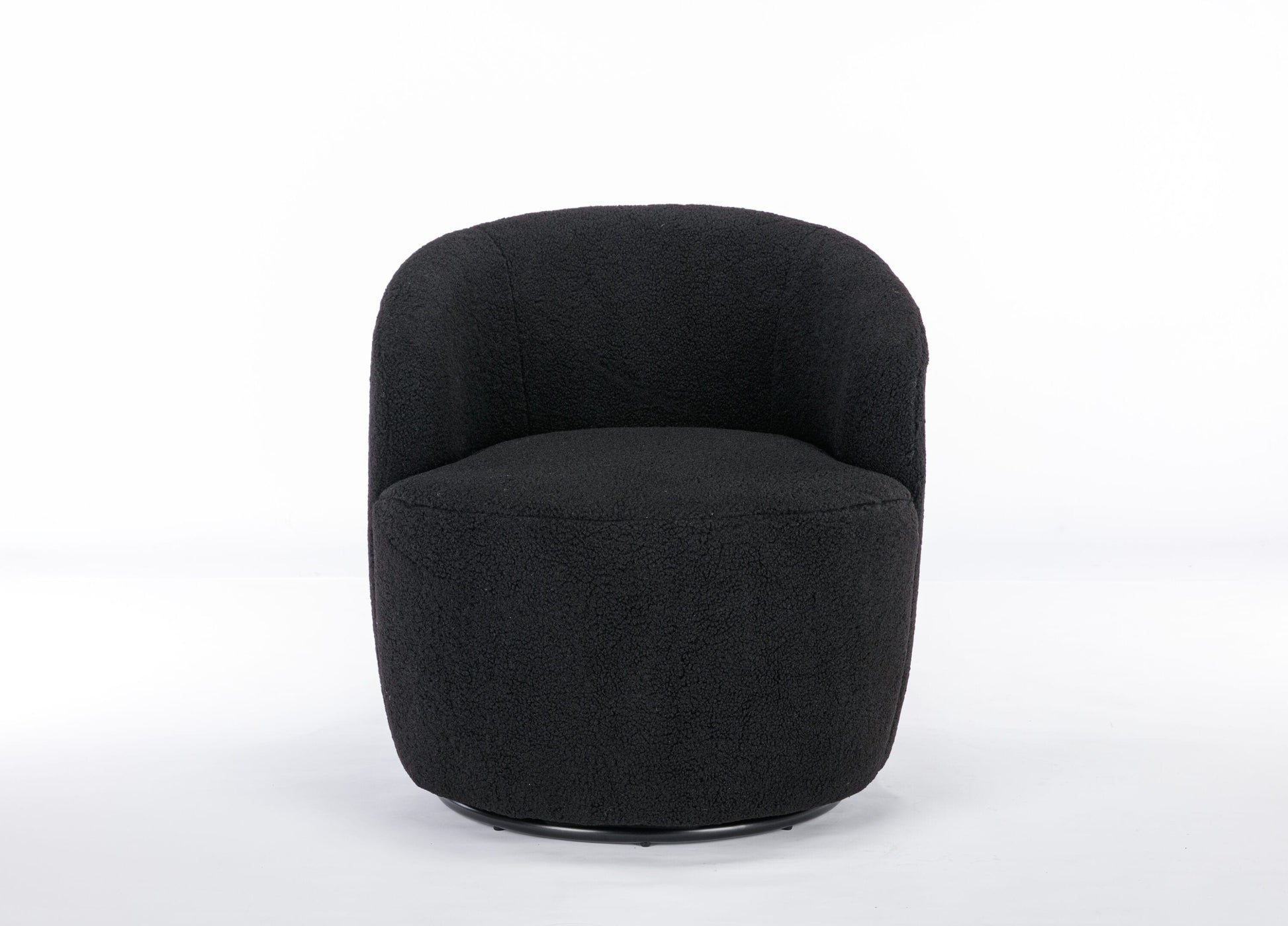 Damerin 25.6-in W Modern Black Wool Swivel Barrel Armchair