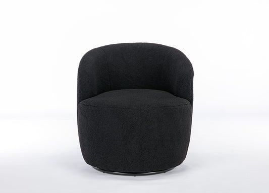 Damerin 25.6-in W Modern Black Wool Swivel Barrel Armchair