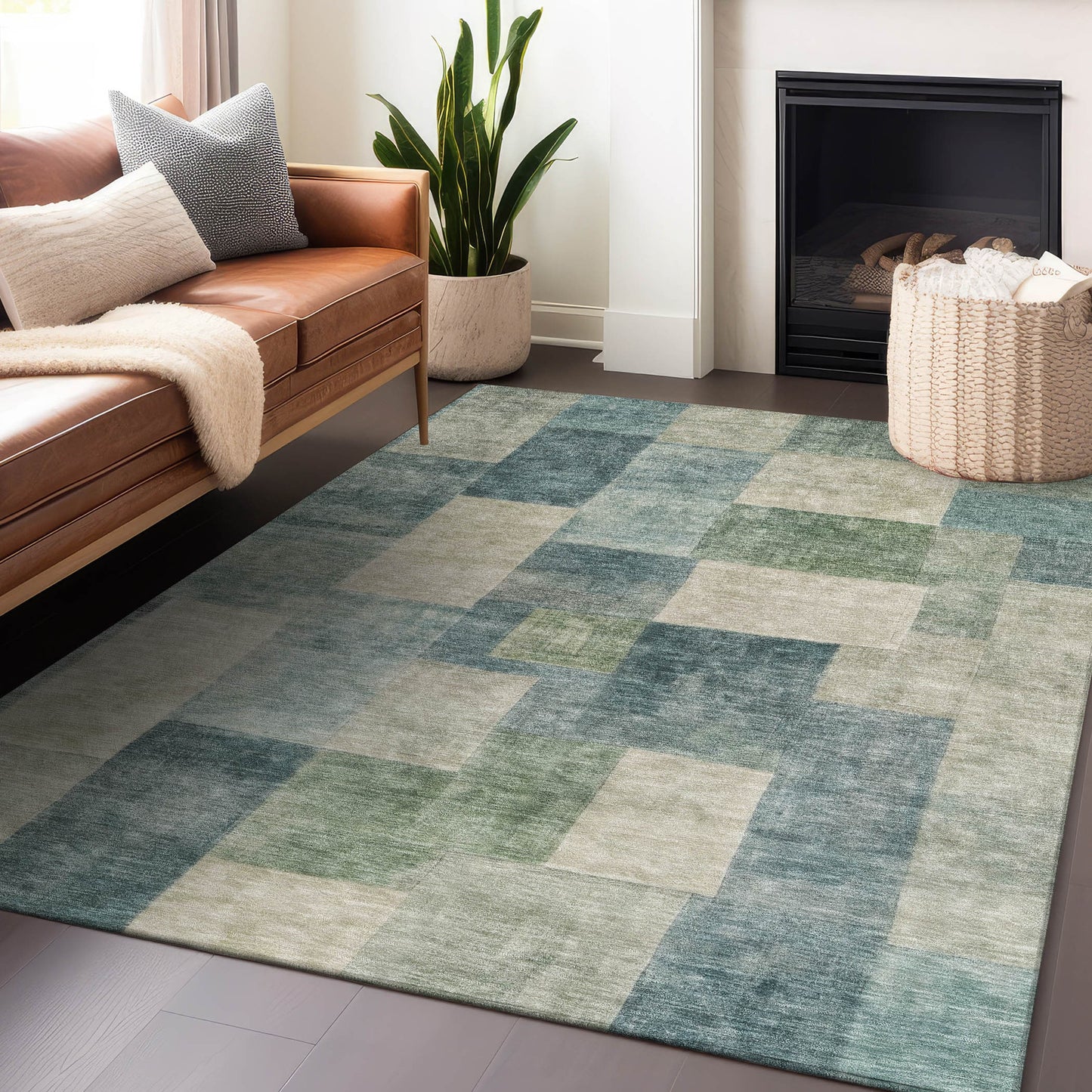 Addison Rugs Chantille ACN1262SF 9 x 12 (ft) Polyester Seafoam Rectangular Indoor/Outdoor Geometric Machine washable Pet Friendly Area rug
