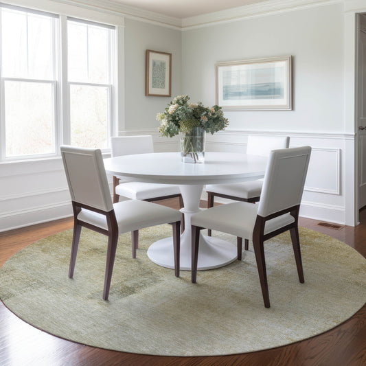 Addison Rugs Chantille ACN1276WH 8 x 8 (ft) Polyester Wheat Round Indoor/Outdoor Geometric Machine washable Pet Friendly Area rug