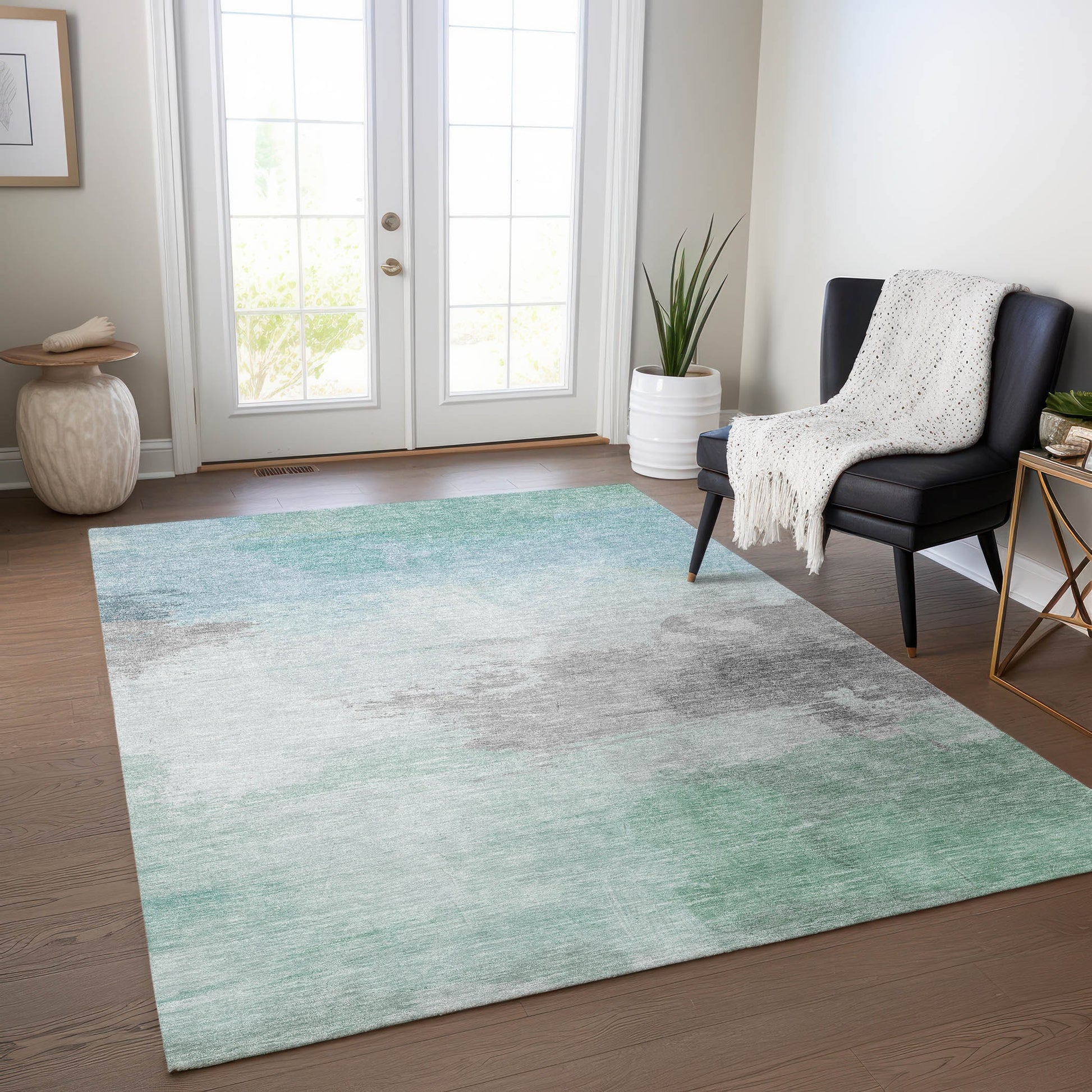 Addison Rugs Chantille ACN1521SF 8 x 10 (ft) Polyester Seafoam Rectangular Indoor/Outdoor Geometric Machine washable Pet Friendly Area rug