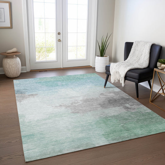 Addison Rugs Chantille ACN1521SF 8 x 10 (ft) Polyester Seafoam Rectangular Indoor/Outdoor Geometric Machine washable Pet Friendly Area rug