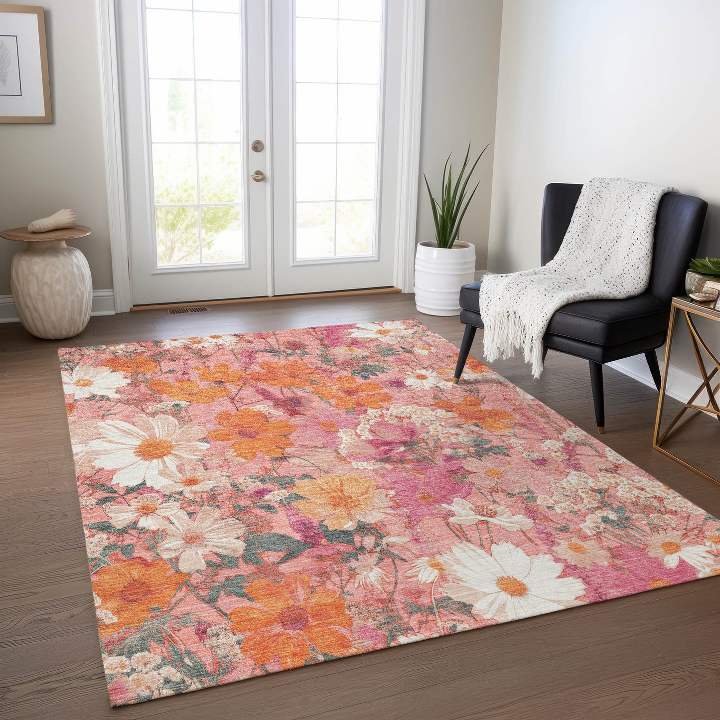 Addison Rugs Chantille ACN1507BL 10 x 14 (ft) Polyester Blush Rectangular Indoor/Outdoor Geometric Machine washable Pet Friendly Area rug