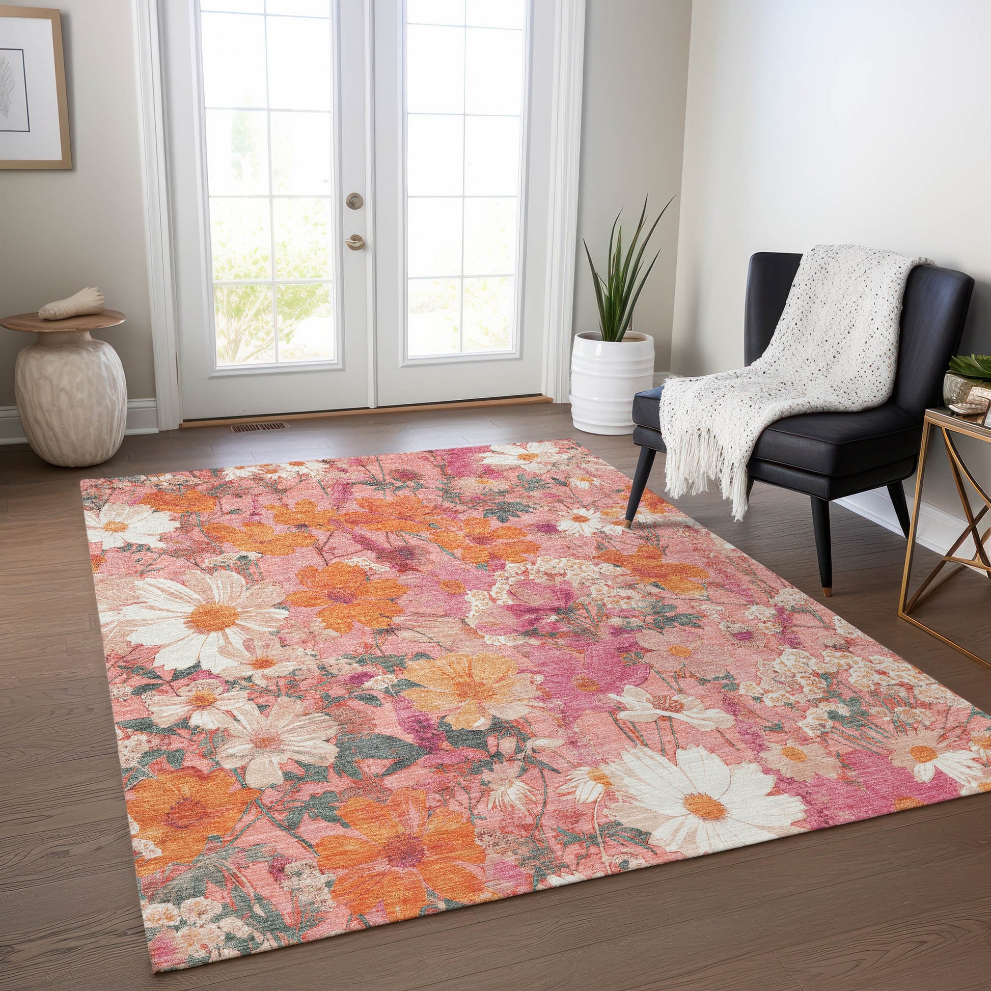 Addison Rugs Chantille ACN1507BL 10 x 14 (ft) Polyester Blush Rectangular Indoor/Outdoor Geometric Machine washable Pet Friendly Area rug