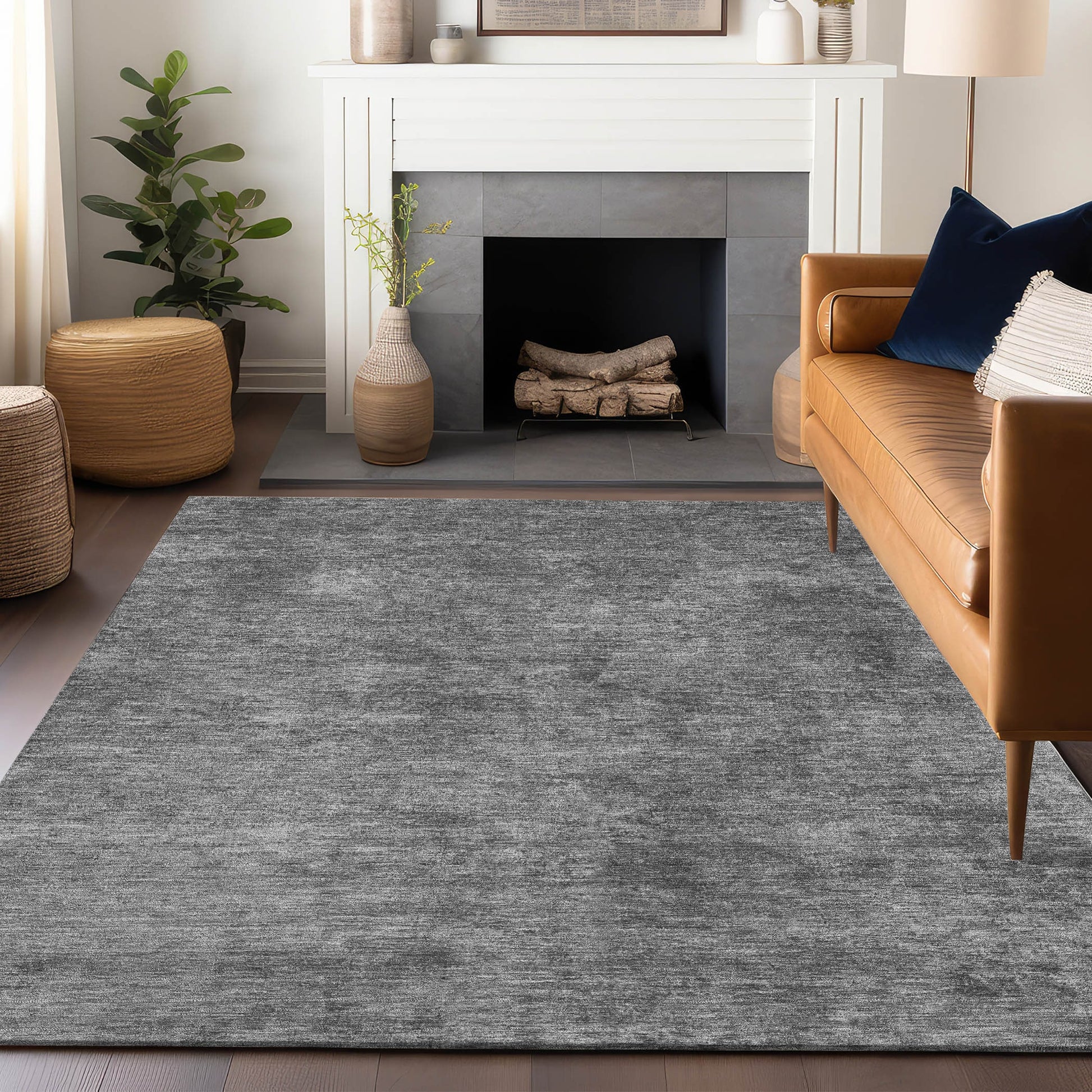 Addison Rugs Chantille ACN1359GY 8 x 10 (ft) Polyester Gray Rectangular Indoor/Outdoor Geometric Machine washable Pet Friendly Area rug