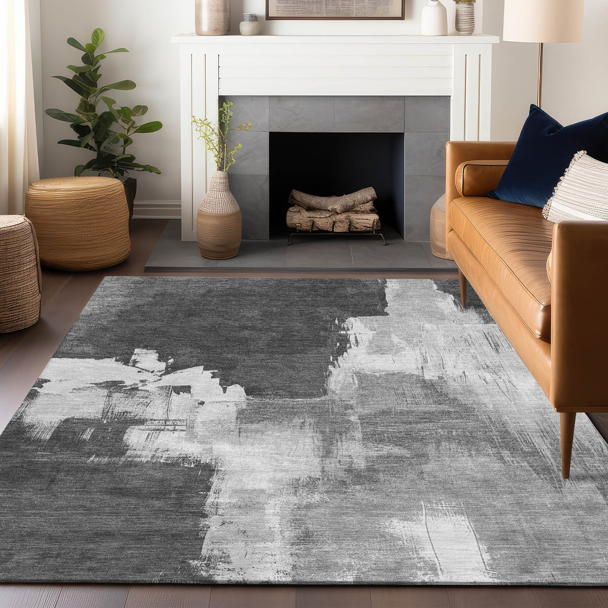 Addison Rugs Chantille ACN1334GY 10 x 14 (ft) Polyester Gray Rectangular Indoor/Outdoor Geometric Machine washable Pet Friendly Area rug