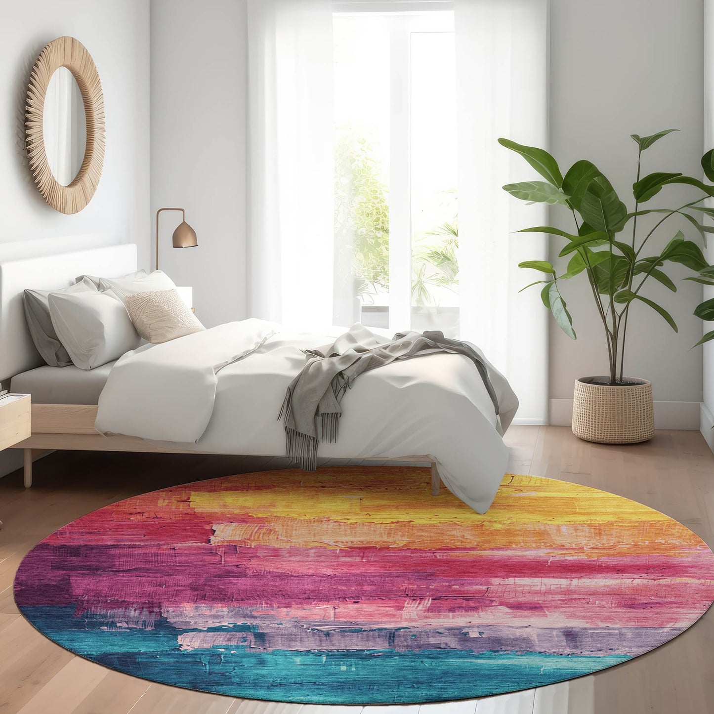 Addison Rugs Chantille ACN1477MM 8 x 8 (ft) Polyester Merlot Round Indoor/Outdoor Geometric Machine washable Pet Friendly Area rug