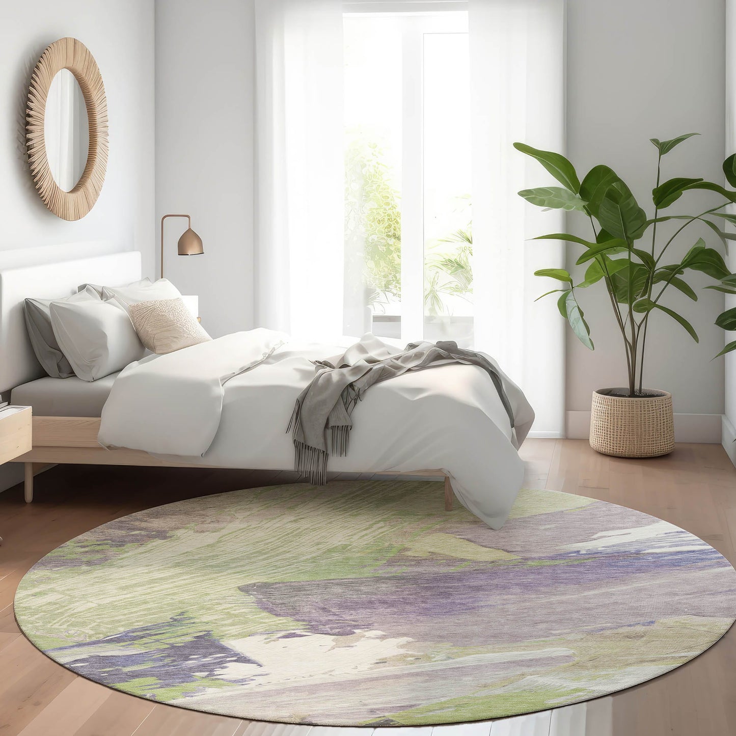 Addison Rugs Chantille ACN1511AL 8 x 8 (ft) Polyester Aloe Round Indoor/Outdoor Geometric Machine washable Pet Friendly Area rug