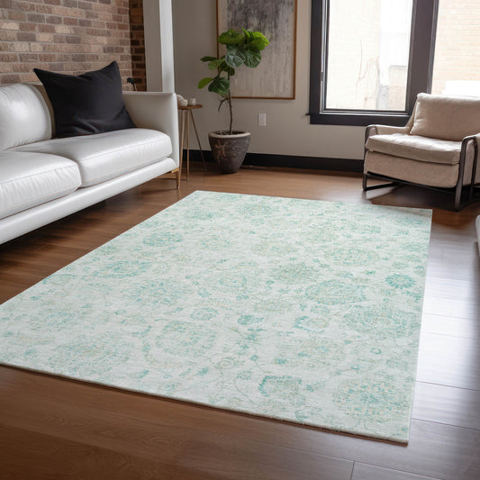 Addison Rugs Chantille ACN1833TQ 8 x 10 (ft) Loomed Polyester Turquoise Rectangular Indoor/Outdoor Geometric Machine washable Pet Friendly Area rug
