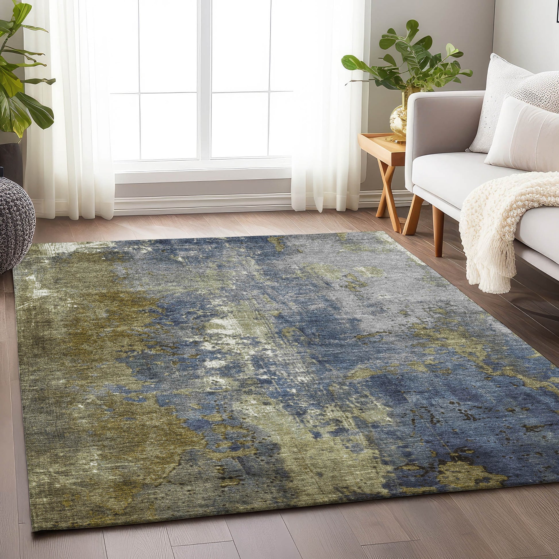 Addison Rugs Chantille ACN1870KH 10 x 14 (ft) Loomed Polyester Khaki Rectangular Indoor/Outdoor Geometric Machine washable Pet Friendly Area rug