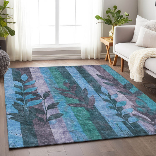 Addison Rugs Chantille ACN1871DN 9 x 12 (ft) Loomed Polyester Denim Rectangular Indoor/Outdoor Geometric Machine washable Pet Friendly Area rug