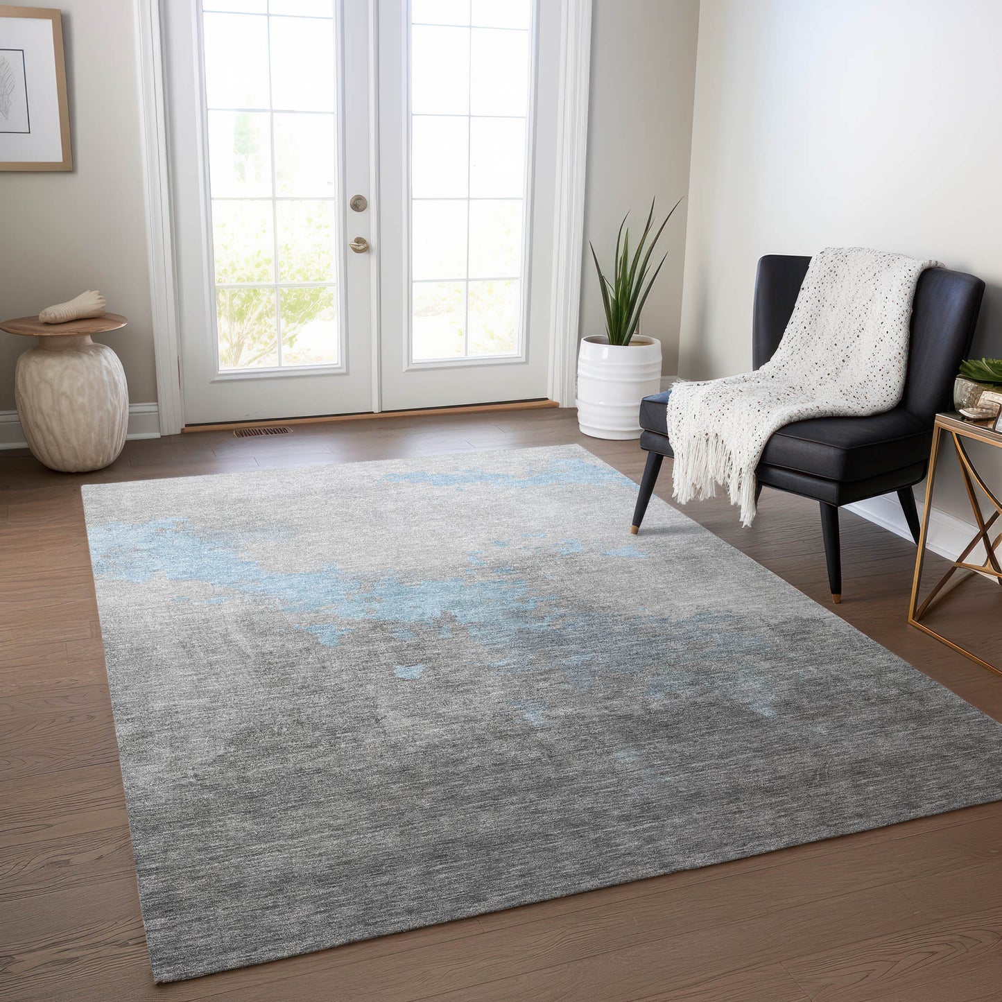Addison Rugs Chantille ACN1881BU 9 x 12 (ft) Loomed Polyester Blue Rectangular Indoor/Outdoor Geometric Machine washable Pet Friendly Area rug