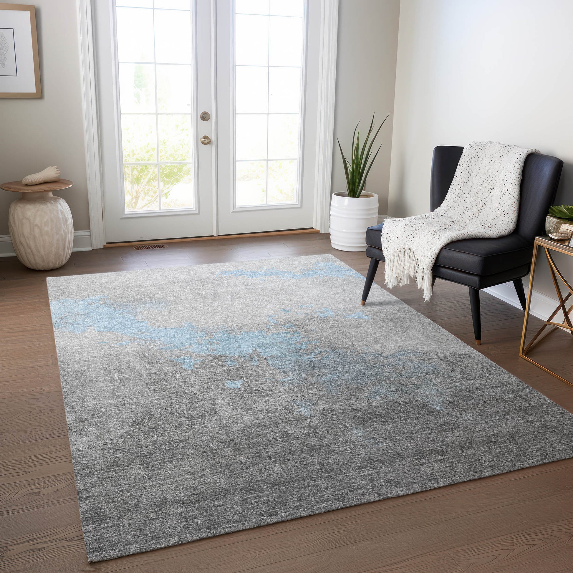 Addison Rugs Chantille ACN1881BU 9 x 12 (ft) Loomed Polyester Blue Rectangular Indoor/Outdoor Geometric Machine washable Pet Friendly Area rug