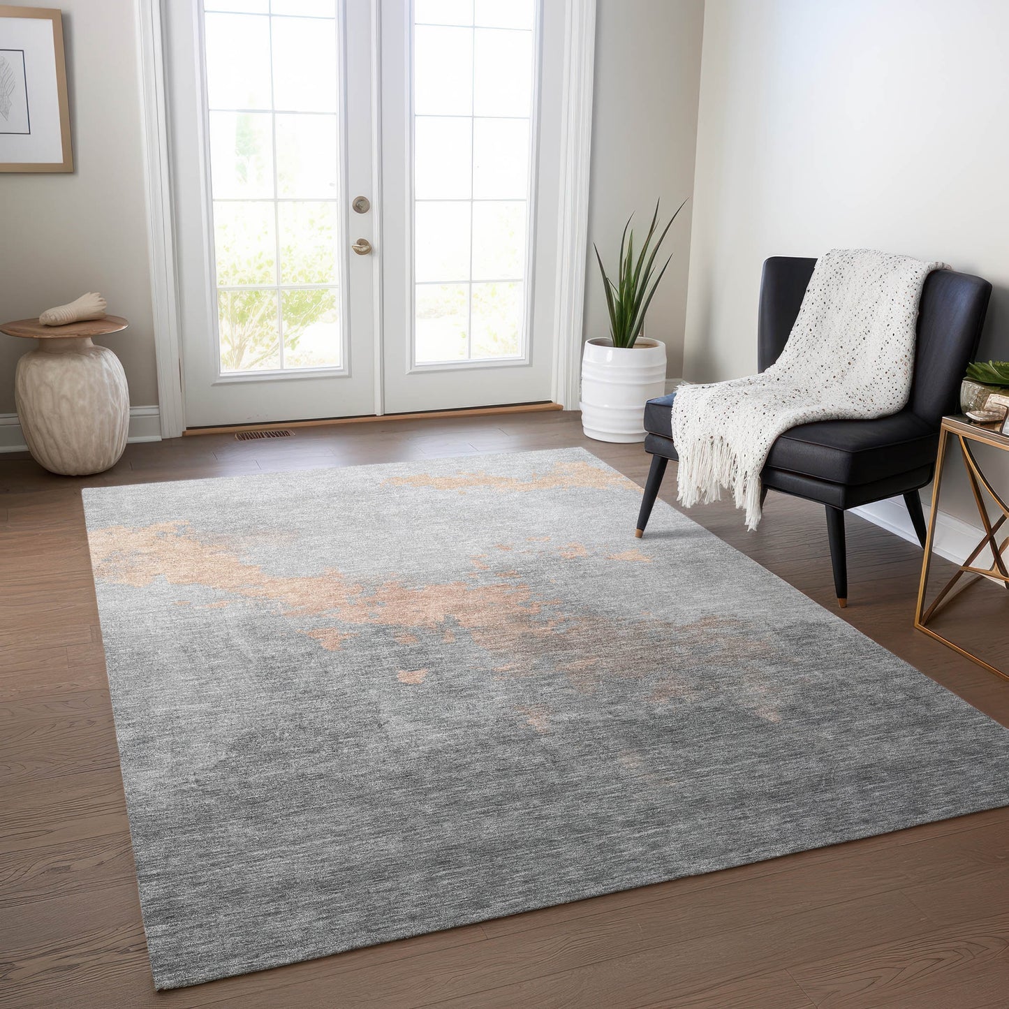 Addison Rugs Chantille ACN1881PH 8 x 10 (ft) Loomed Polyester Peach Rectangular Indoor/Outdoor Geometric Machine washable Pet Friendly Area rug