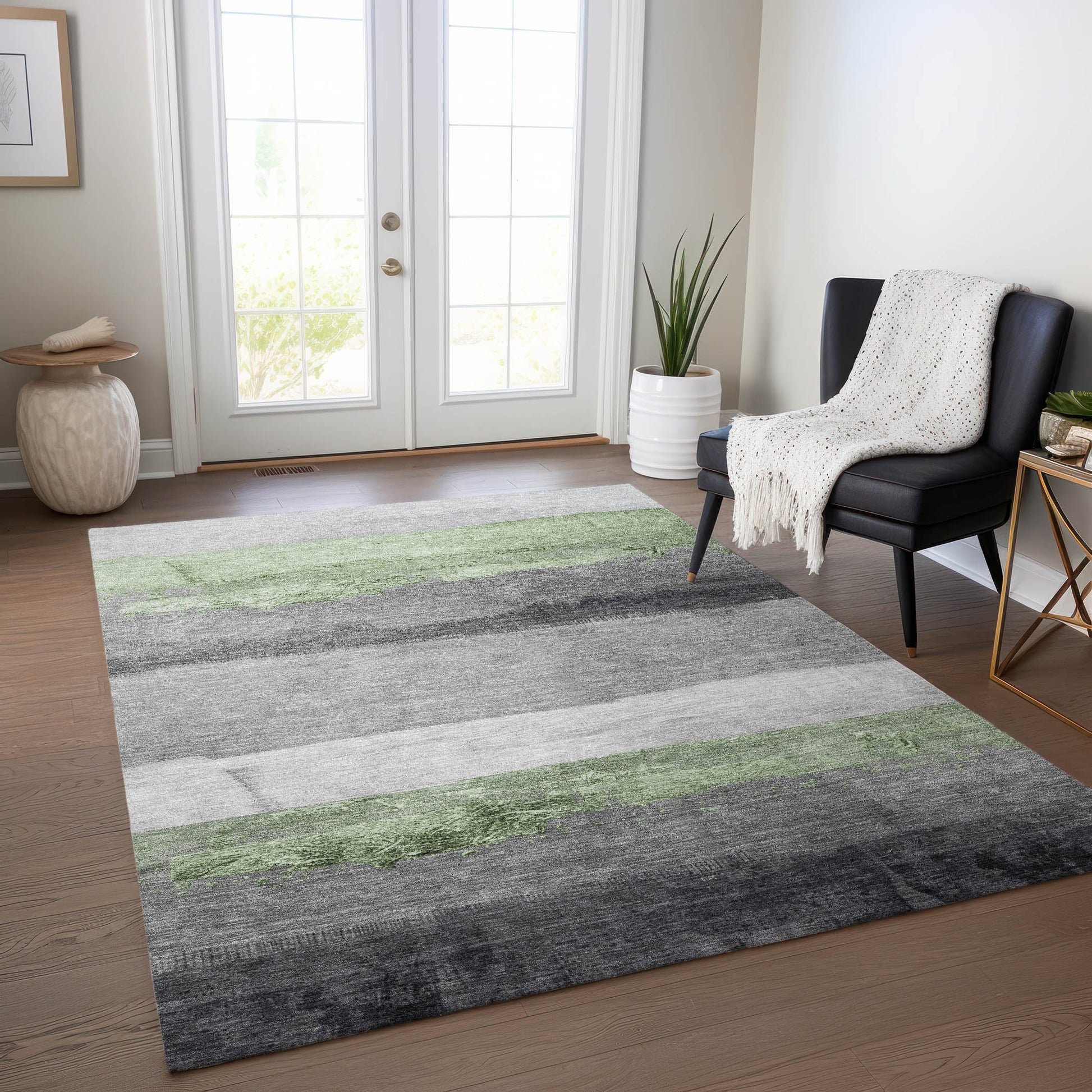 Addison Rugs Chantille ACN1883AL 8 x 10 (ft) Loomed Polyester Aloe Rectangular Indoor/Outdoor Geometric Machine washable Pet Friendly Area rug