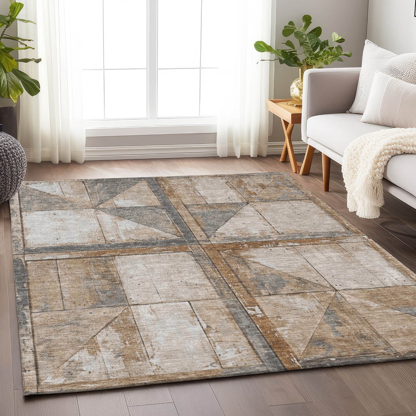 Addison Rugs Chantille ACN1875CP 9 x 12 (ft) Loomed Polyester Copper Rectangular Indoor/Outdoor Geometric Machine washable Pet Friendly Area rug