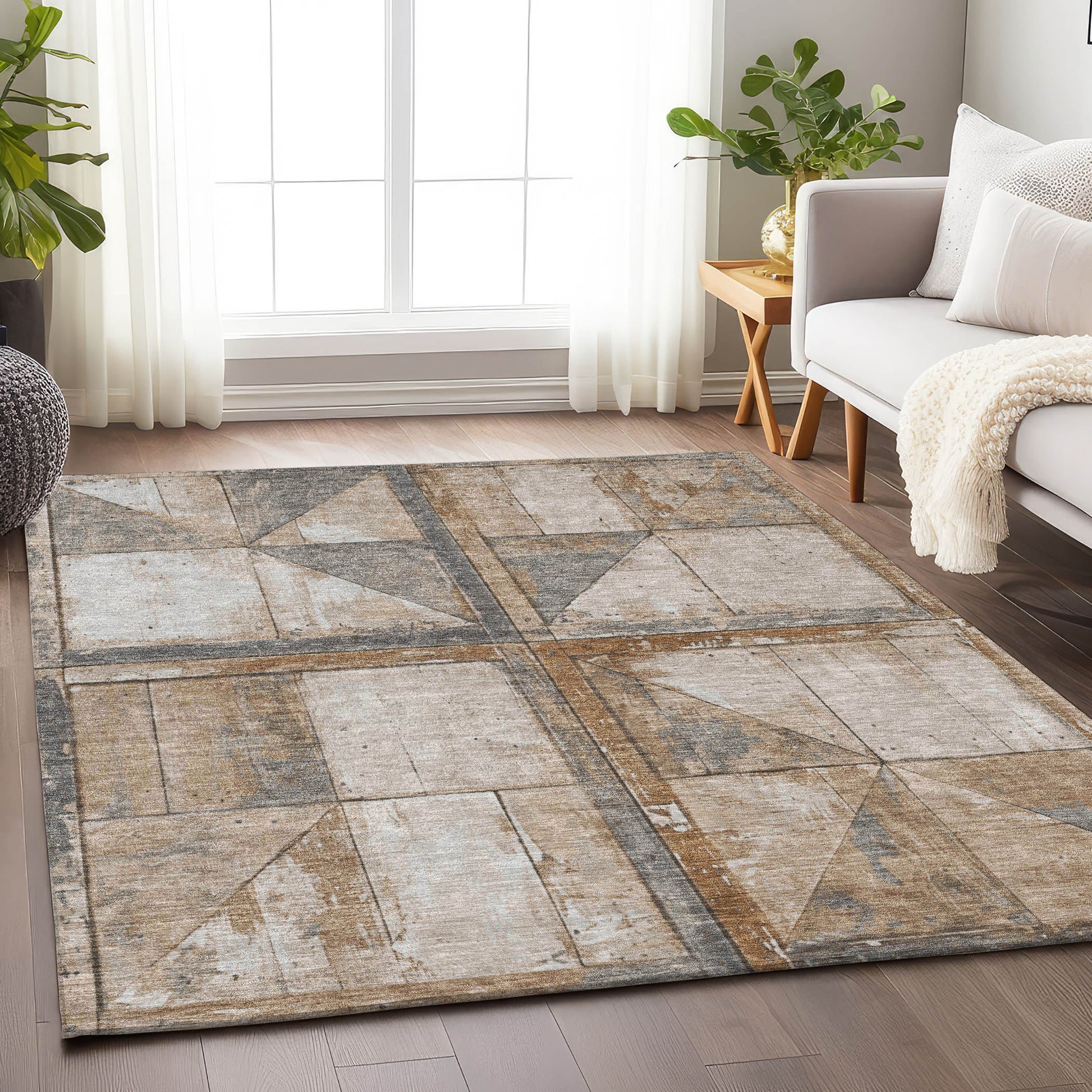Addison Rugs Chantille ACN1875CP 9 x 12 (ft) Loomed Polyester Copper Rectangular Indoor/Outdoor Geometric Machine washable Pet Friendly Area rug