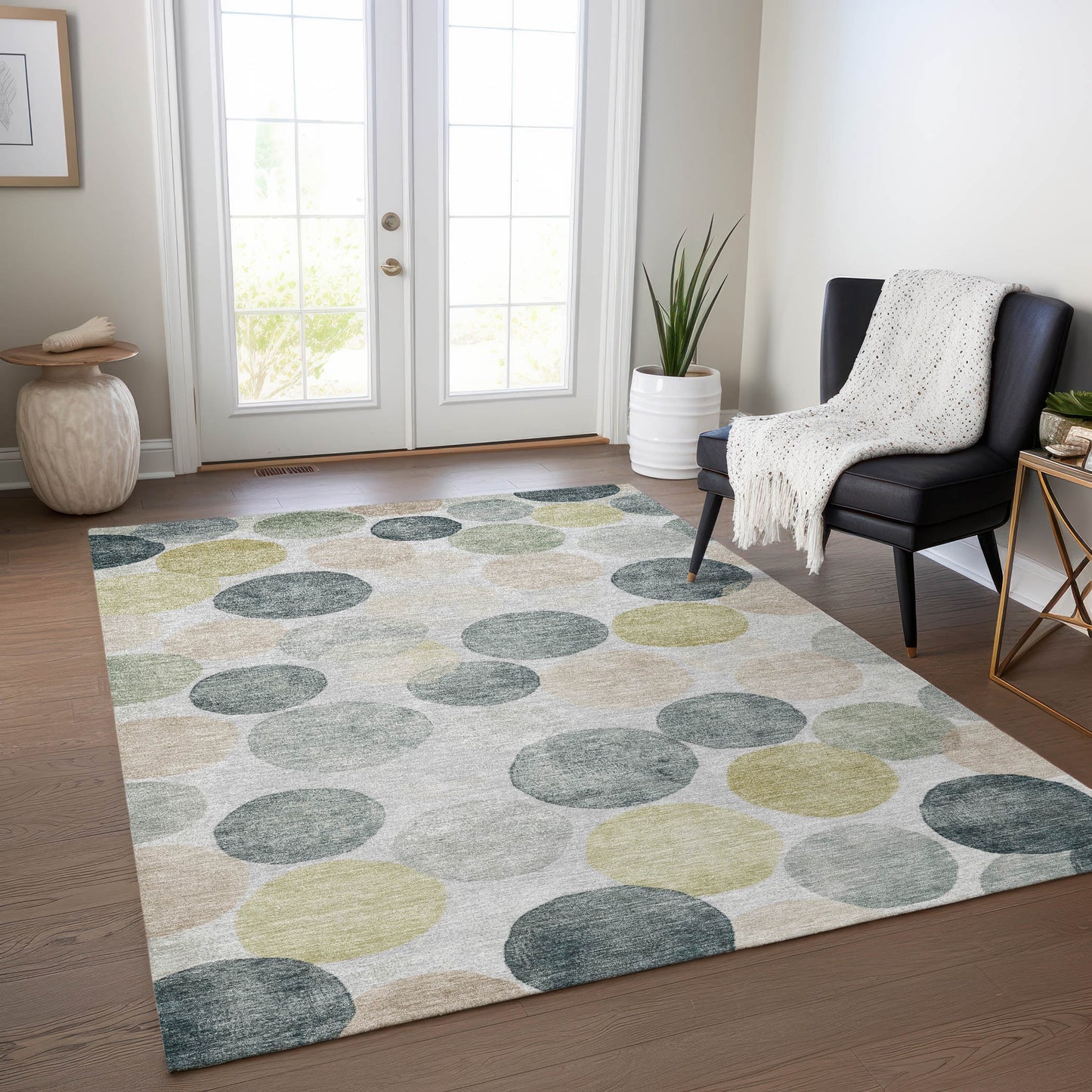 Addison Rugs Chantille ACN1898GY 9 x 12 (ft) Loomed Polyester Gray Rectangular Indoor/Outdoor Machine washable Pet Friendly Area rug