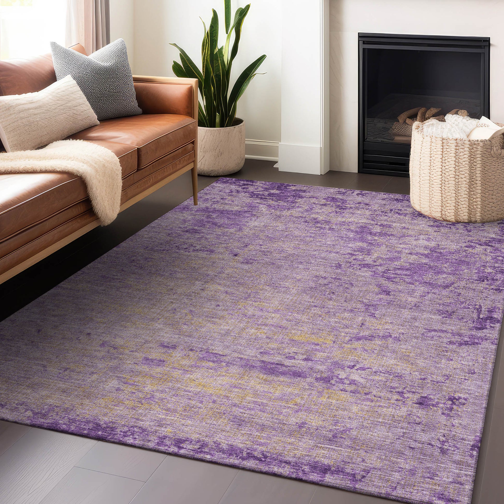 Addison Rugs Chantille ACN1901PP 8 x 10 (ft) Loomed Polyester Purple Rectangular Indoor/Outdoor Machine washable Pet Friendly Area rug