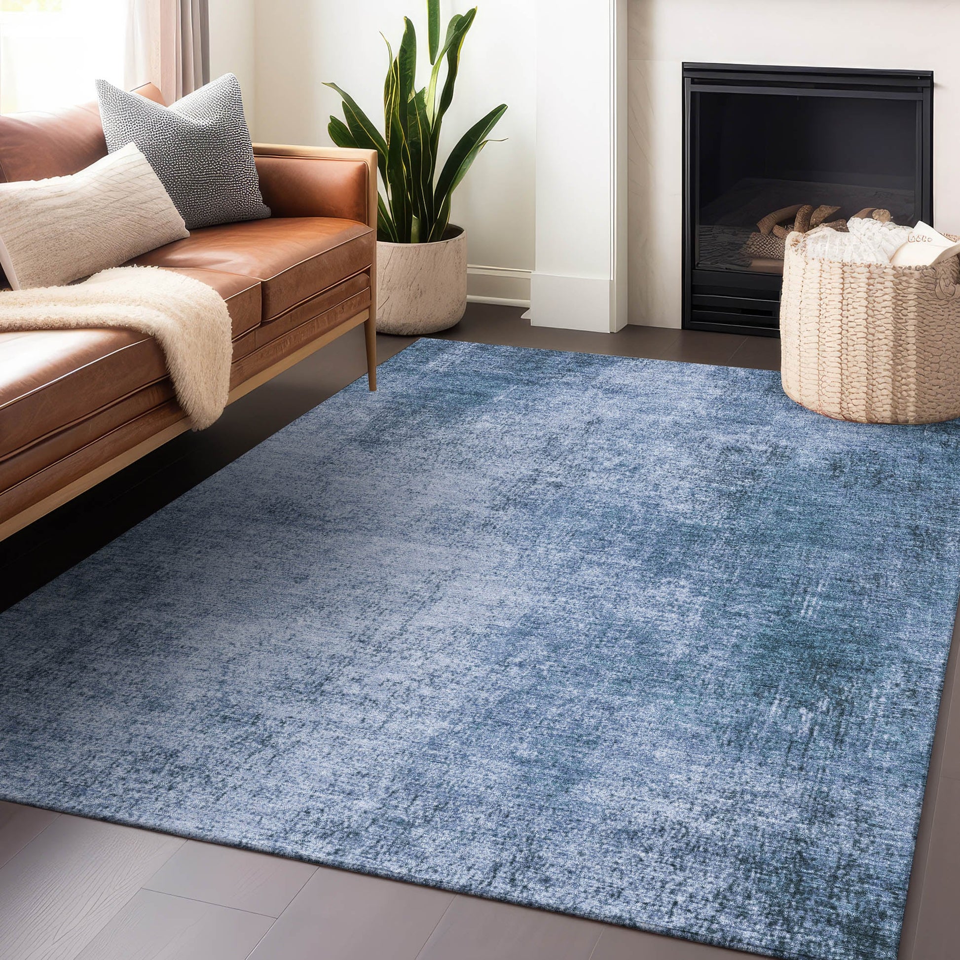 Addison Rugs Chantille ACN1903BU 8 x 10 (ft) Loomed Polyester Blue Rectangular Indoor/Outdoor Machine washable Pet Friendly Area rug