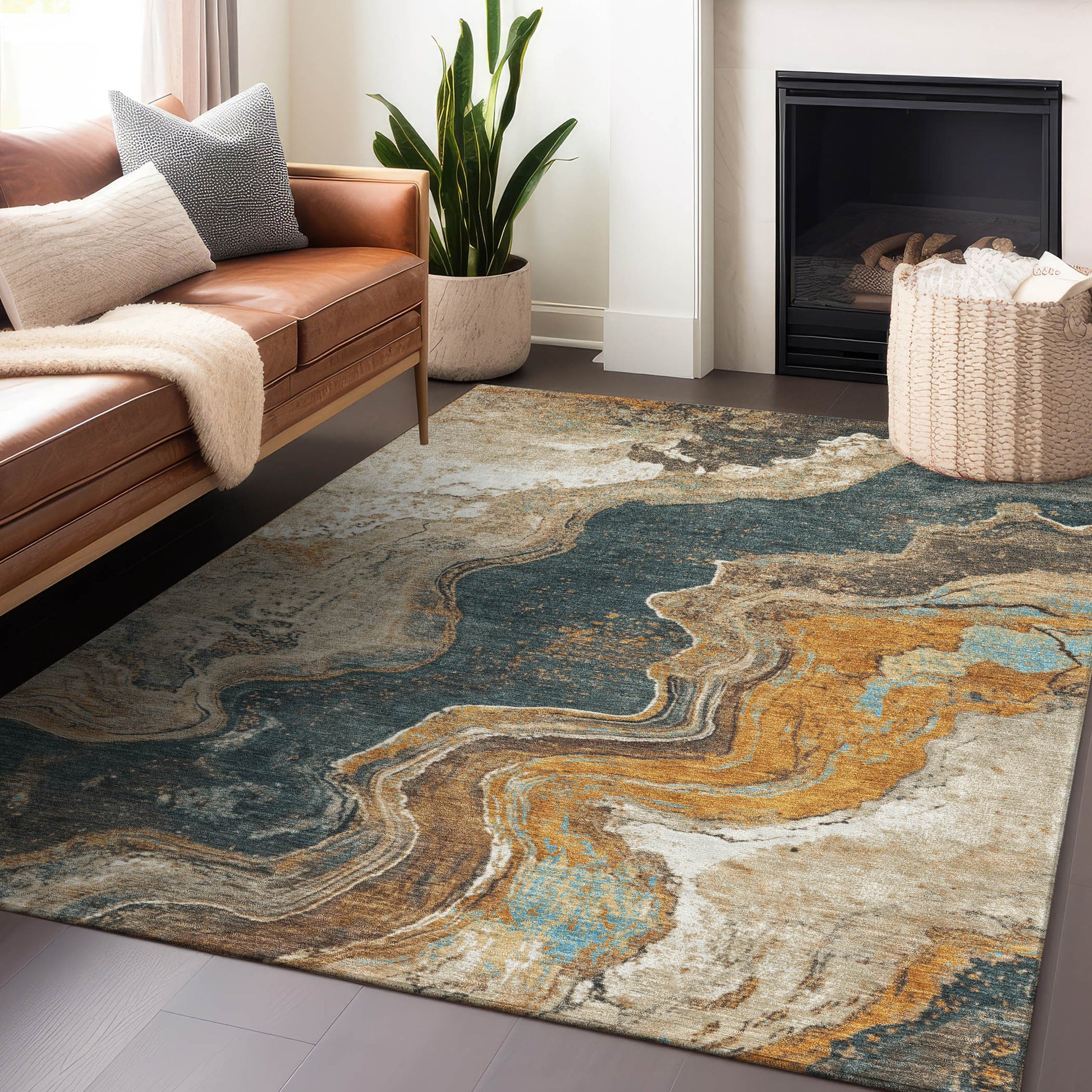 Addison Rugs Chantille ACN1907WH 8 x 10 (ft) Loomed Polyester Wheat Rectangular Indoor/Outdoor Machine washable Pet Friendly Area rug