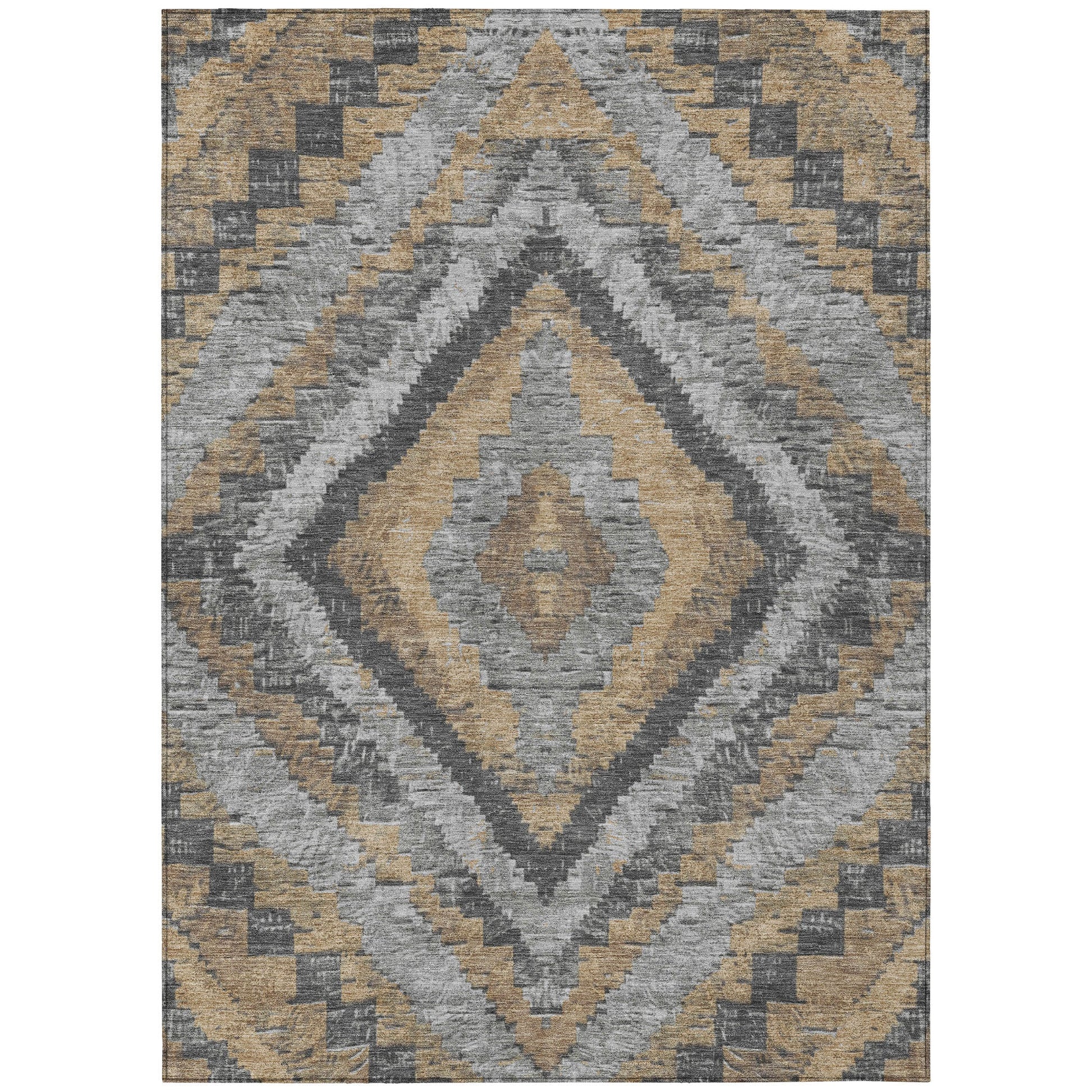Addison Rugs Chantille ACN1890KH 9 x 12 (ft) Loomed Polyester Khaki Rectangular Indoor/Outdoor Geometric Machine washable Pet Friendly Area rug